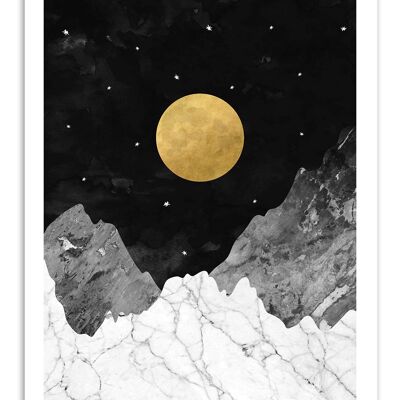 Art-Poster - Moon and stars - Kookie Pixel W18600-A3