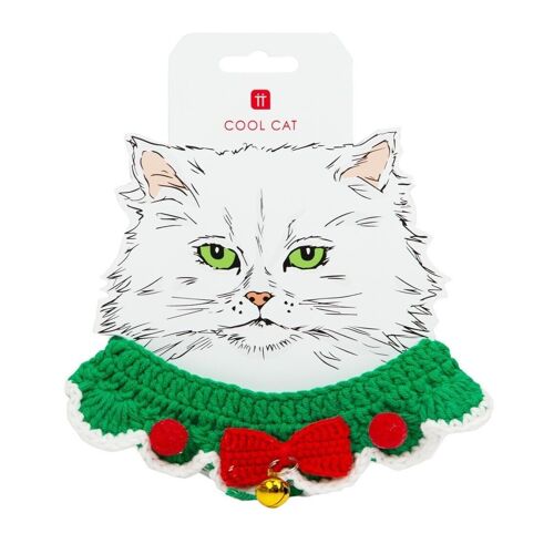 Crochet Christmas Cat Collar