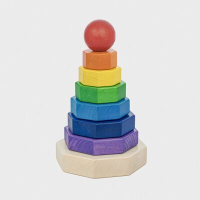 Stapelturmspielzeug aus Holz - 8 Regenbogen-Achteckblöcke Montessori