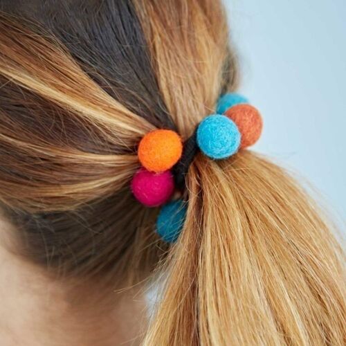 Multicoloured Felt 9 Ball Hair Band / Bobble