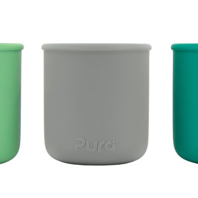 Pura my-my™ silicone drinking cup 3-pack - Mint, Gray and Moss