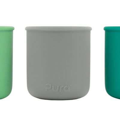 Confezione da 3 bicchieri in silicone Pura my-my™ - Menta, Grigio e Muschio