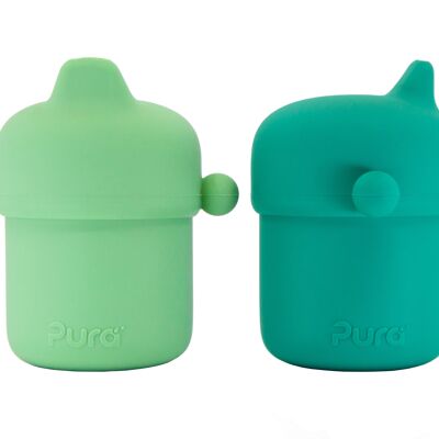 Pura my-my™ tasse à bec en silicone 150 ml pack de 2 - Menthe et Mousse