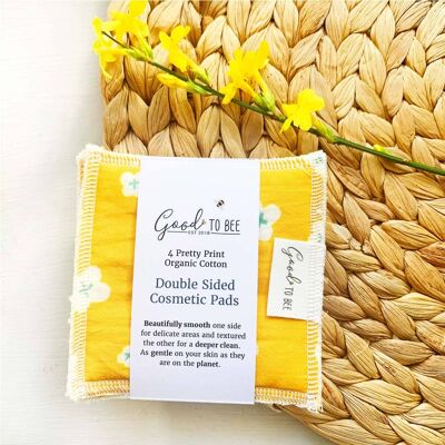 Pretty Print Cosmetic Pads (4 Pack) - Yellow Daisy