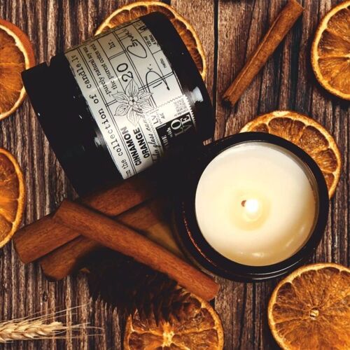 Glas Sojawachs Kerze, 120ml - Duftkerze Zimt und Orange