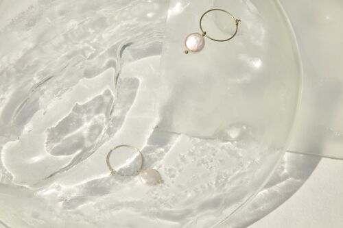 baroque pearl mini hoops ( gold plated )