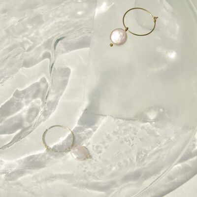 baroque pearl mini hoops ( gold plated )