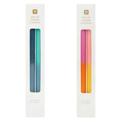 2 Tone Coloured Dinner Candles - Starter Set