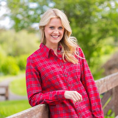 Women's Cotton Flannel Shirt Red Tartan- Royal Stewart (LV27)