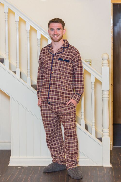 Irish Country Flannel Pyjamas - SF4 Claret Check