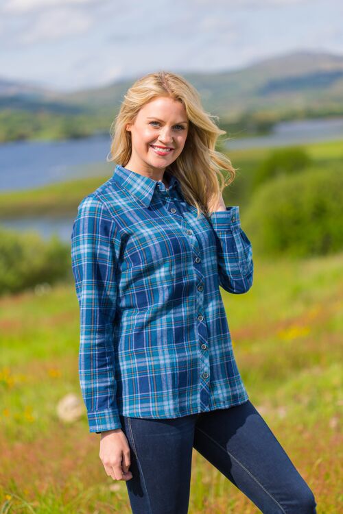 Women's Eskra Flannel Shirt - Blue Check (LV8)