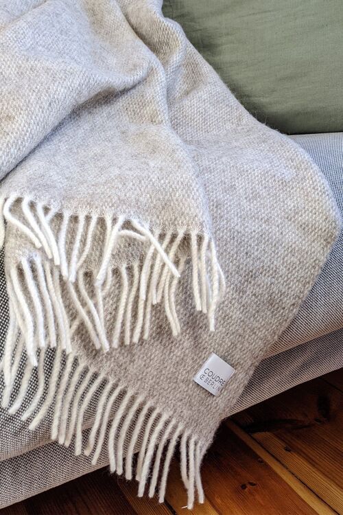 Wolldecke / Kuscheldecke pickstitch limestone