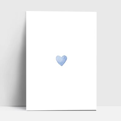 Carte postale, coeur, bleu