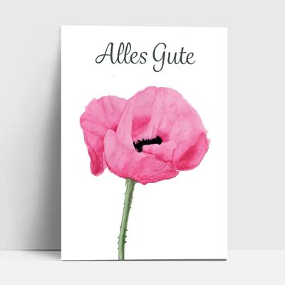 Carte postale, coquelicot "All the best"