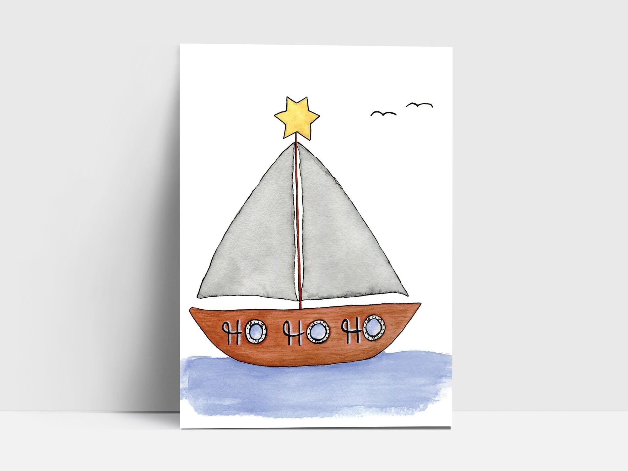 Cartolina, barca a vela "Ho Ho Ho"