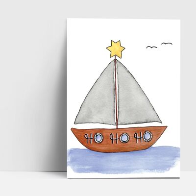 Klappkarte, Segelboot "Ho Ho Ho", mit Umschlag