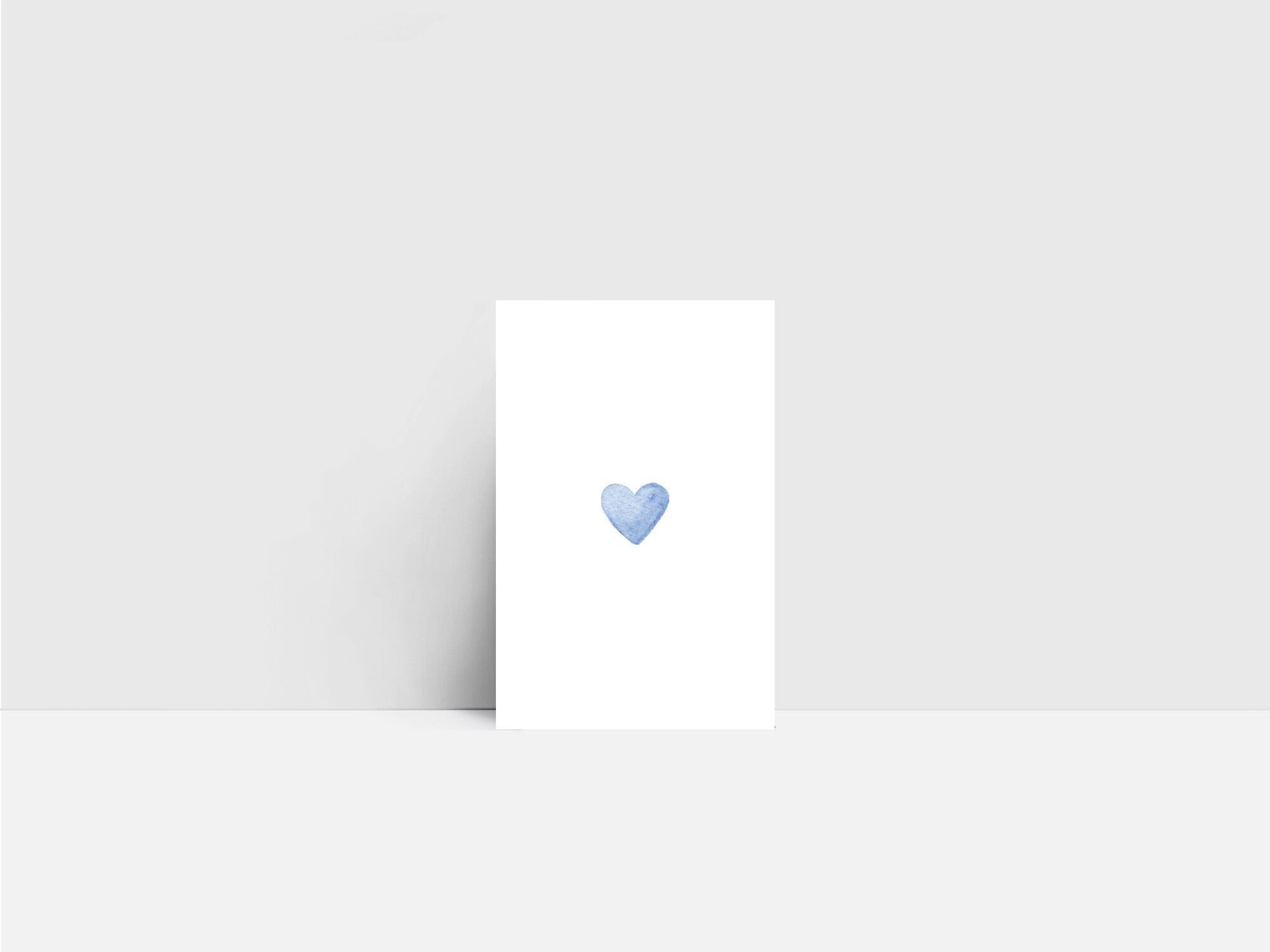 Mini card, cuore, blu