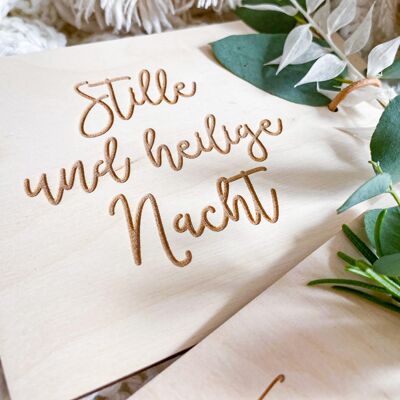 Postkarten aus Holz für Weihnachten - Stille Nacht