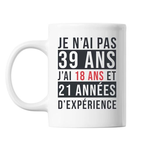 Mug 39 Ans Expérience Blanc