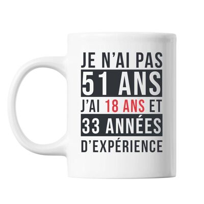 Mug 51 Ans Expérience Blanc