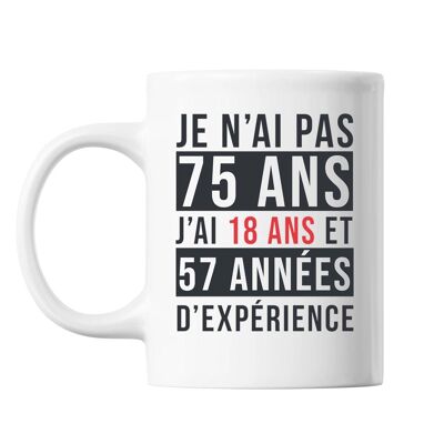Mug 75 Ans Expérience Blanc