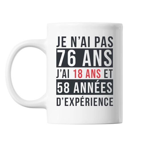 Mug 76 Ans Expérience Blanc