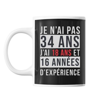 Mug 34 Ans Expérience Noir