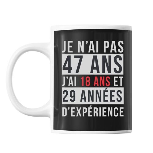 Mug 47 Ans Expérience Noir