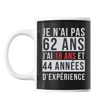Mug 62 Ans Expérience Noir 1