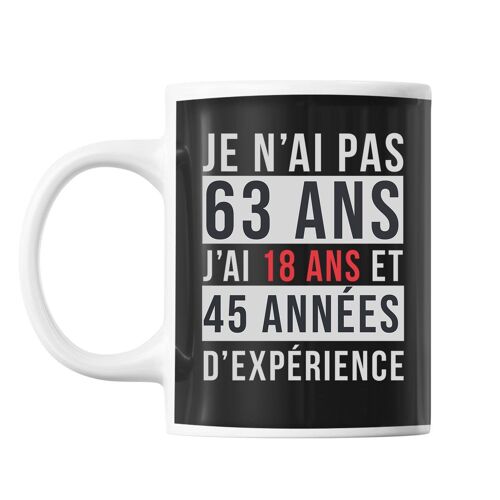 Mug 63 Ans Expérience Noir