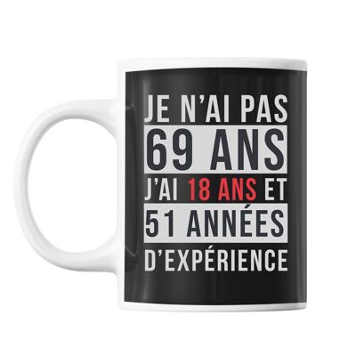 Mug 69 Ans Expérience Noir