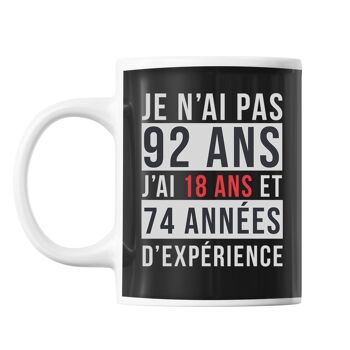 Mug 92 Ans Expérience Noir 1