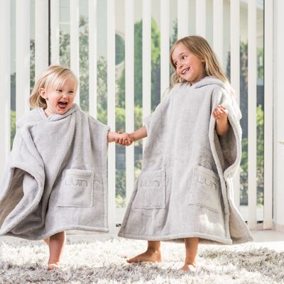 Asciugamano poncho 5-10 anni. grigio perla