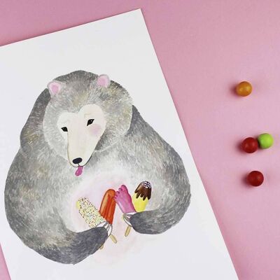 Very Yummy Bear Art Print