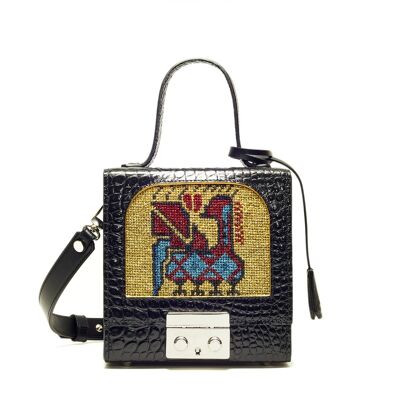 ERATO BAG - RED AND BLUE DRAGON PATTERN ON GOLD BACKGROUND