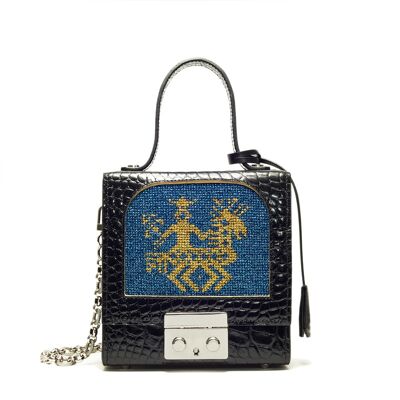 ERATO BAG - GOLD KNIGHT PATTERN ON A BLUE BACKGROUND
