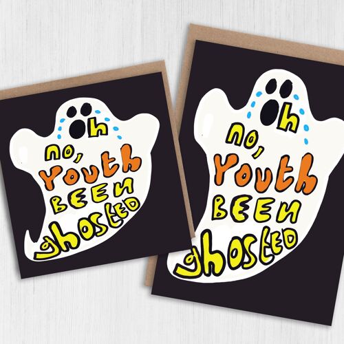 Funny October birthday card: Oh no, youth been ghosted
