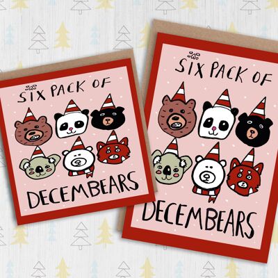 Noël mignon, carte de vacances : Six pack de Decembears