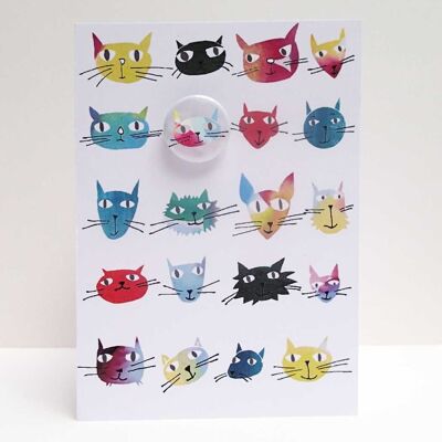 Cats pick n mix Greeting card with badge