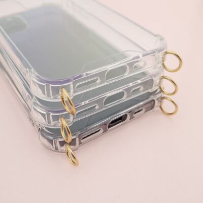 Set de fundas iPhone serie 12 para movil cadenas I anillos oro (10 piezas)
