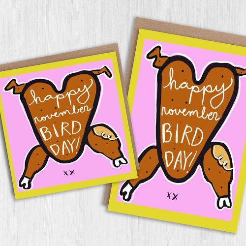Funny Thanksgiving, holidays card: Happy November Bird Day