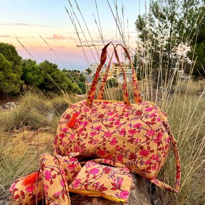 Reisetaschen-Set aus gesteppter Baumwolle