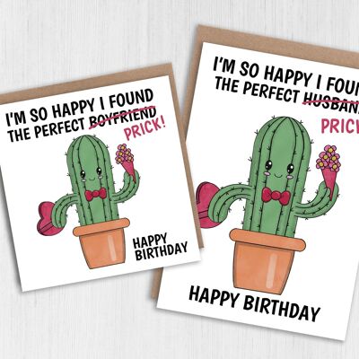 Funny birthday card for boyfriend or husband: Perfect prick