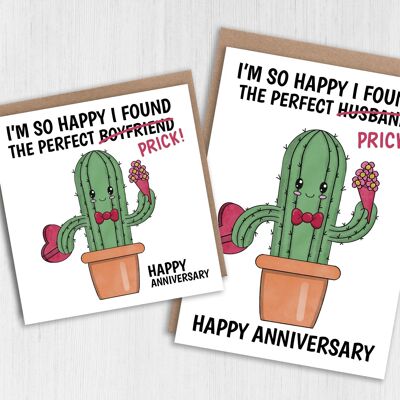 Funny anniversary card for husband or boyfriend: Perfect prick