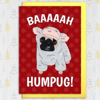 Carte de Noël drôle de carlin : Baaaaah Humpug 3