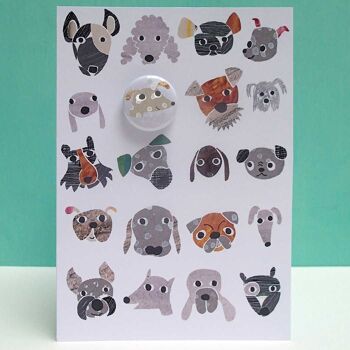 Carte de voeux avec badge - Chiens pick n mix 2