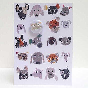 Carte de voeux avec badge - Chiens pick n mix 5