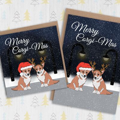 Cartolina di Natale Corgi divertente: Merry Corgi-Mas