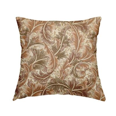 Chenille Fabric Floral Brown Pattern Cushions Piped Finish Handmade To Order