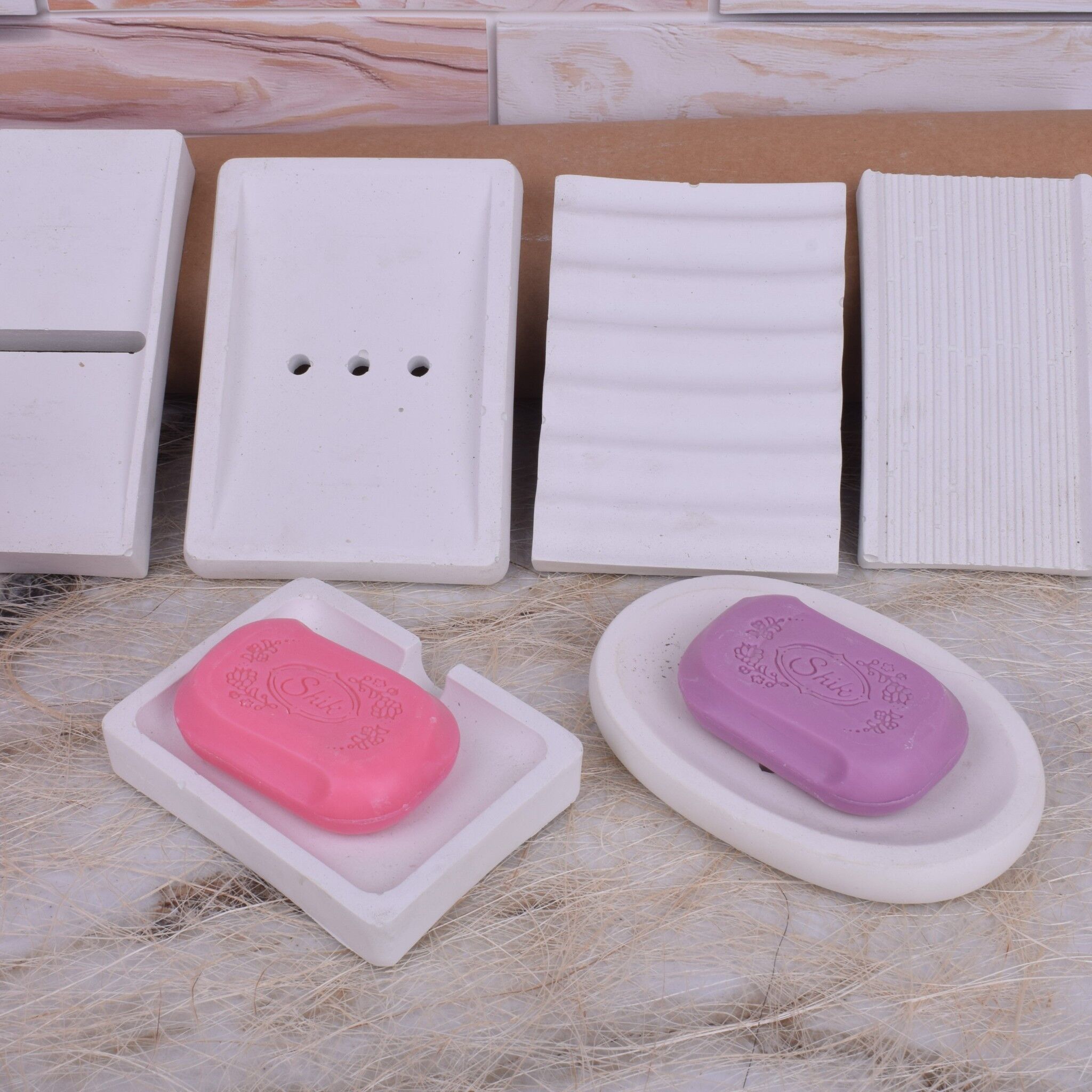 Starter Set - 5 x 5st. Seifenschalen aus Beton in weiß